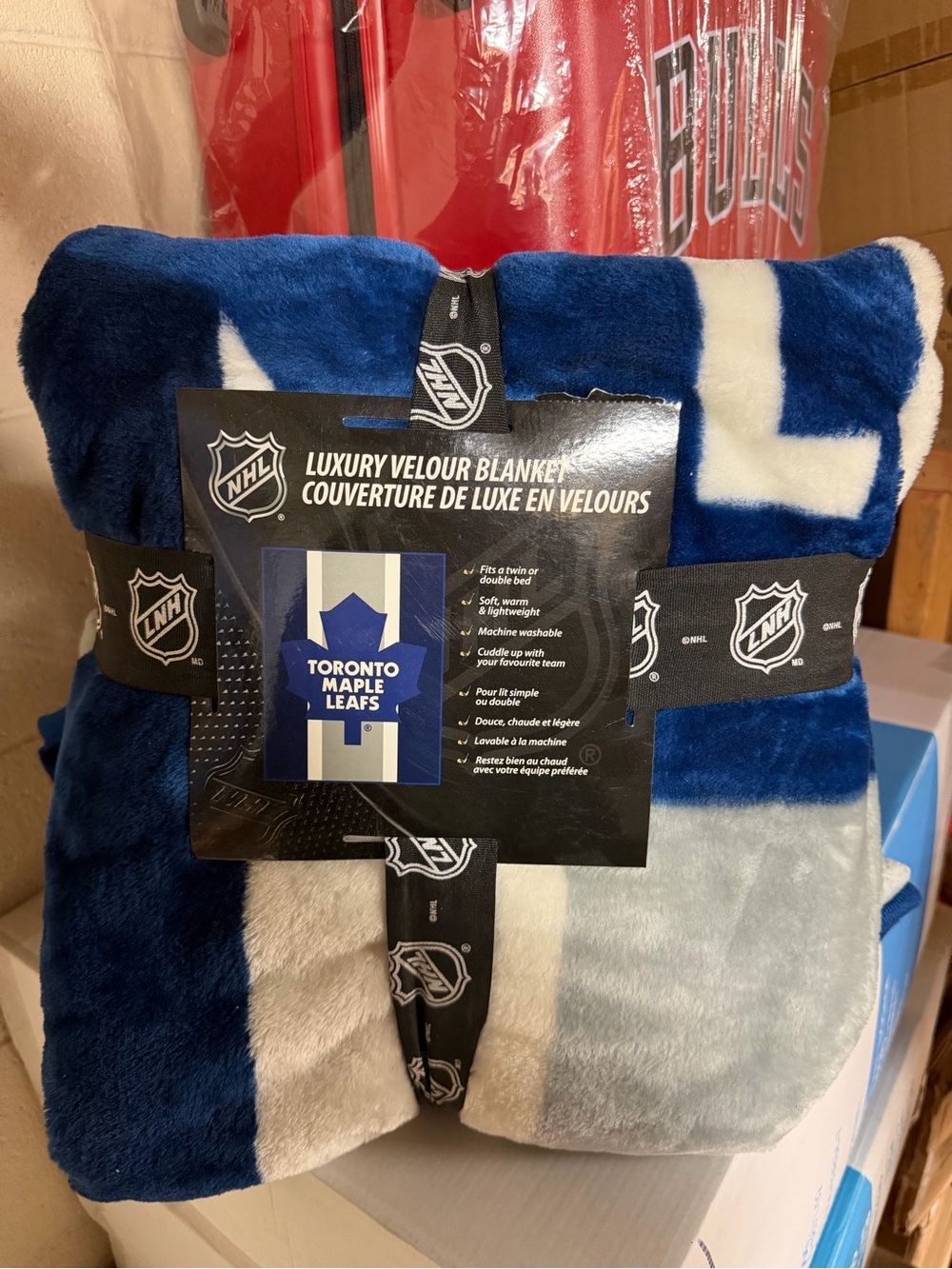 NHL Toronto Maple Leafs Blue White Luxury Velour Blanket